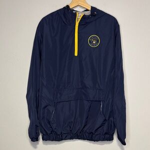 Milwaukee Brewers Quarter Zip Windbreaker Pullover Jacket Miller Lite Beer XL